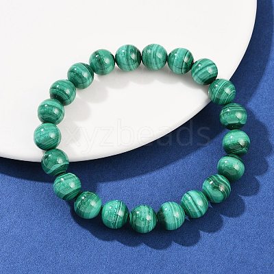 Natural Malachite Beaded Stretch Bracelets BJEW-A045-01B-1