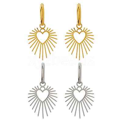 2Pairs 2 Colors 304 Stainless Steel Hoop Earrings EJEW-HS0001-25-1
