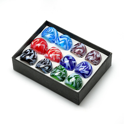 Handmade Lampwork Wide Band Finger Rings RJEW-T002-01-B-1