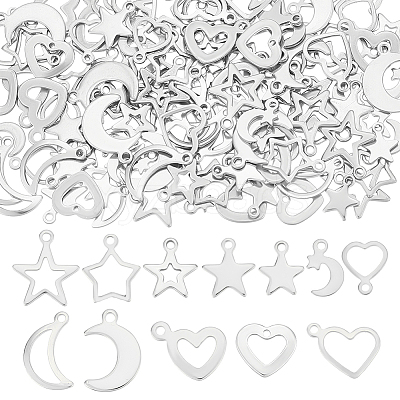 120Pcs 12 Styles Stainless Steel Charms STAS-WR0001-22-1