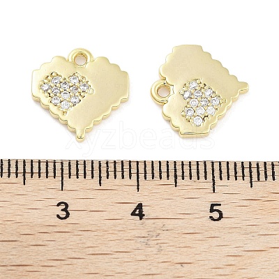 Brass Micro Pave Clear Cubic Zirconia Pendants ZIRC-P120-09G-1
