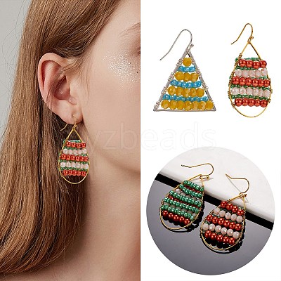 DIY Beads Geometric Drop Earring Making DIY-SZ0007-02-1