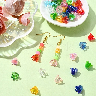 15 Styles UV Plating & Opaque Iridescent Acrylic Bead Caps MACR-YW0003-08-1