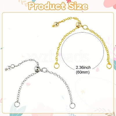4Pcs 2 Colors Adjustable Brass Chain Finger Ring Making RJEW-CJ00001-1