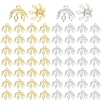 20Pcs 2 Colors Brass Bead Cap Pendant Bails KK-YW0003-45-1