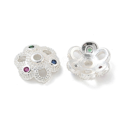 Brass Micro Pave Cubic Zirconia Bead Caps ZIRC-F141-18S-02-1