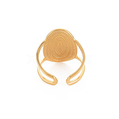 Ion Plating(IP) 304 Stainless Steel Oval Wide Open Cuff Ring for Women X-RJEW-S405-172G-1