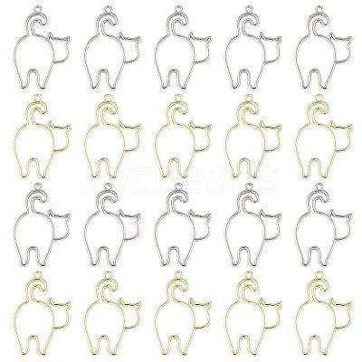 20Pcs 2 Colors Alloy Open Back Bezel Pendants FIND-FS0005-14-1