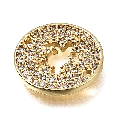 Brass Micro Pave Clear Cubic Zirconia Connector Charms CU-CBAA556-04D-1