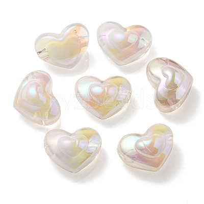 UV Plating Rainbow Iridescent Transparent Acrylic Beads OACR-C007-04B-1