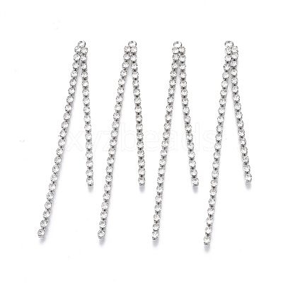 Brass Rhinestone Cup Chains Tassel Big Pendants KK-R129-08P-1