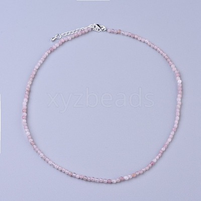 Natural Rose Quartz Beaded Necklaces NJEW-K114-B-A01-1