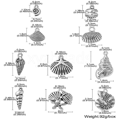 50Pcs 10 Style Tibetan Style Alloy Pendants TIBEP-CJ0003-46-1