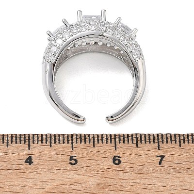 Brass Micro Pave Cubic Zirconia Cuff Open Rings for Women RJEW-L343-13P-03-1