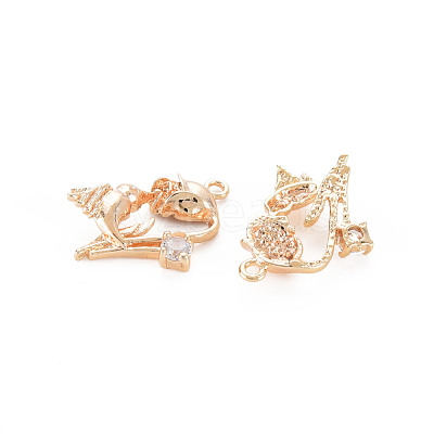 Brass Micro Pave Clear Cubic Zirconia Pendants KK-N232-294LG-1
