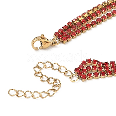 304 Stainless Steel Rhinestone Cup Chain Multi-strand Bracelets for Women BJEW-P376-01G-03A-1