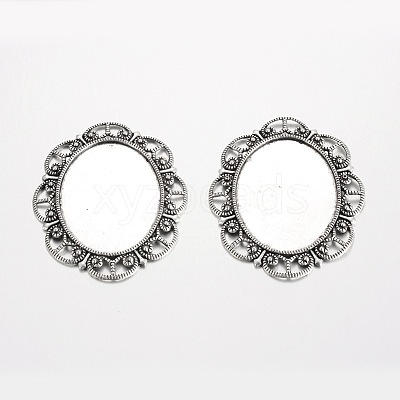 Oval Tibetan Style Alloy Cabochon Settings PALLOY-K109-78AS-RS-1
