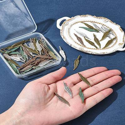 60Pcs 4 Colors Tibetan Style Alloy Pendants TIBEP-FS0001-18-1