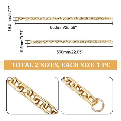 2Pcs 2 Style CCB Plastic Rectangle Cross Chain Bag Straps AJEW-CA0003-30-1