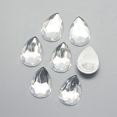 Acrylic Rhinestone Flat Back Cabochons X-GACR-Q010-10x14-16-1