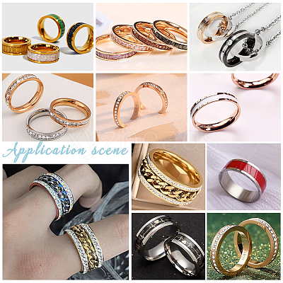 18Pcs 9 Size 201 Stainless Steel Grooved Finger Ring Settings STAS-UN0049-69EB-1