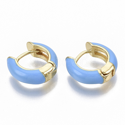 Brass Huggie Hoop Earrings EJEW-S209-01B-1
