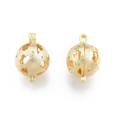 Brass Hollow Diffuser Locket Pendants KK-C006-27G-1