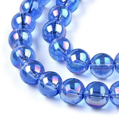 Electroplate Transparent Glass Beads Strands GLAA-T032-T8mm-AB16-1