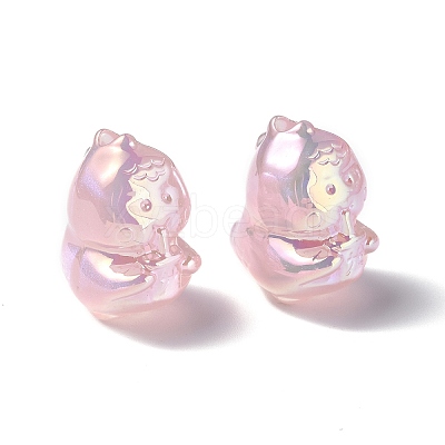 UV Plating Rainbow Iridescent Acrylic Beads PACR-M003-15-1