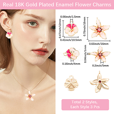 6Pcs 2 Styles Brass Enamel Charms KK-BBC0028-32-1