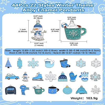 44Pcs 22 Styles Winter Theme Alloy Enamel Pendants ENAM-CJ0006-42-1