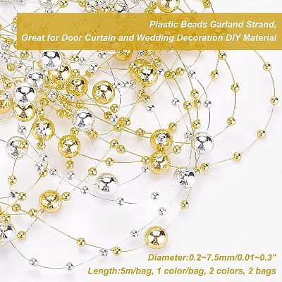 2 Bags 2 Colors Plastic Bead Garland Strand KY-NB0001-32-1