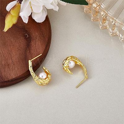 Natural Pearl Teardrop Stud Earrings JE1078A-1