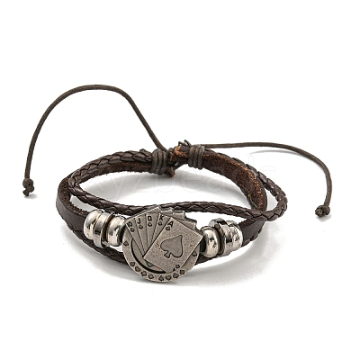 PU Imitation Leather Cord Triple Layer Multi-strand Bracelets BJEW-P329-03B-AS-1