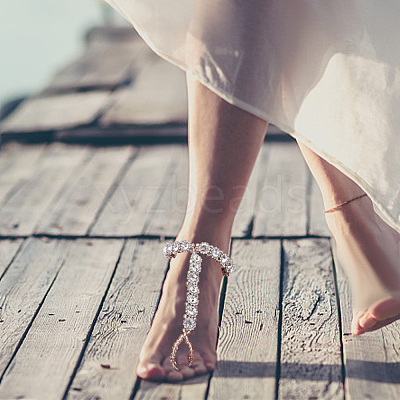 6Pcs 3 Style Clear Resin & ABS Plastic Flower & Starfish Toe Ring Anklets Set AJEW-AN0001-02-1