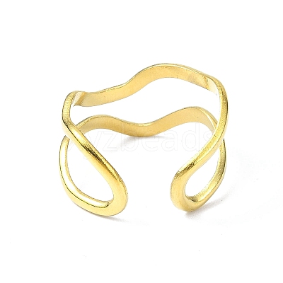 Ion Plating(IP) 304 Stainless Steel Open Cuff Ring RJEW-L109-040G-1