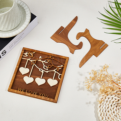 Wooden Family Tree With Heart Tag Sign AJEW-WH0609-088-1