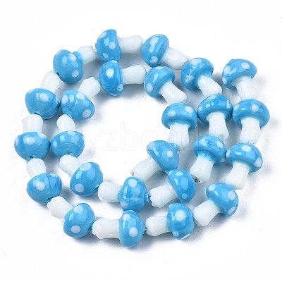 Mushroom Handmade Lampwork Beads Strands LAMP-R116-19A-1