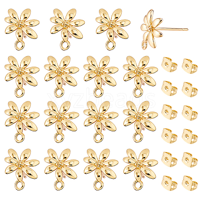 16Pcs Brass Stud Earrings Findings KK-DC0005-20-1