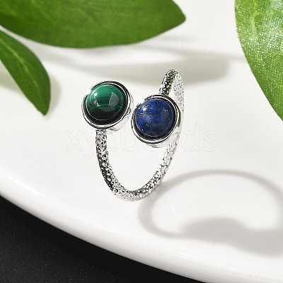 Natural Malachite & Lapis Lazuli Finger Rings RJEW-A068-03P-01-1