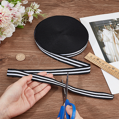 Polyester Stripe Ribbons SRIB-WH0011-326C-1