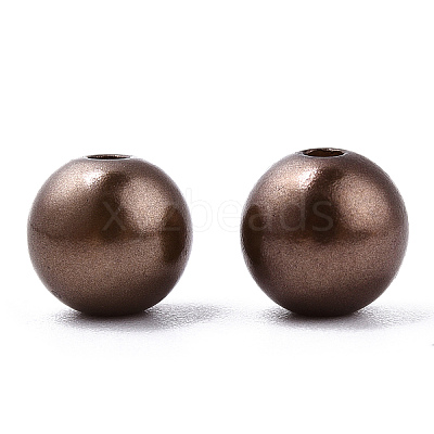 Spray Painted ABS Plastic Imitation Pearl Beads OACR-T015-05C-04-1