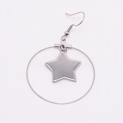 Stainless Steel Dangle Earrings LS-STAS-WH0015-37P-1