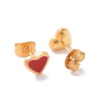 304 Stainless Steel Enamel Stud Earrings EJEW-B009-06G-04-1