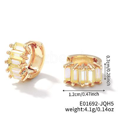 Cute Square Candy Brass Cubic Zirconia Hoop Earrings XX8349-15-1