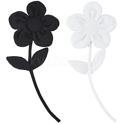 2Pcs 2 Colors Polyester & Cotton Flower Lapel Pins for Clothes JEWB-CY0001-05-1