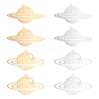 8Pcs 4 Style 201 Stainless Steel Pendants STAS-UN0033-95-1