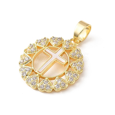 Brass Micro Pave Clear Cubic Zirconia Pendants CU-CBA09AF-14-1