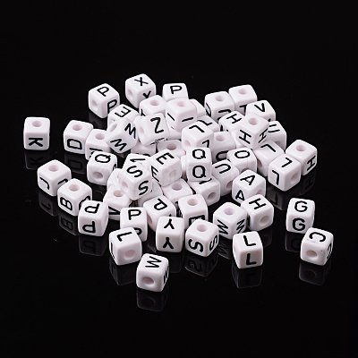 Chunky Letter Acrylic Cube Beads for Kids Jewelry X-PL37C9447-1