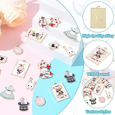 16Pcs 8 Styles Alloy Pendants ENAM-YW0009-23-1